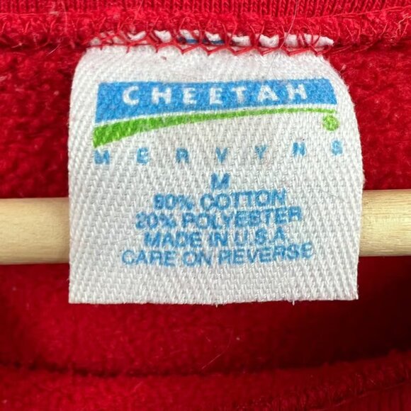 American VINTAGE Sweater Sweatshirt MEDIUM Red Crewneck Buttons Pullover - Picture 5 of 6